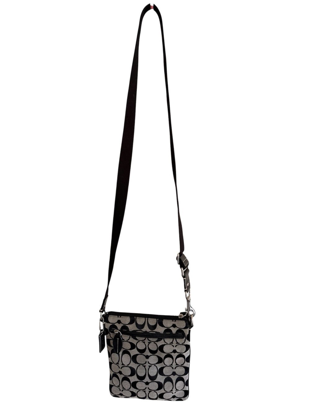 Coach Penelope Signature Jacquard Crossbody Bag Black Grey Canvas Leather Trim - Picture 2 of 7